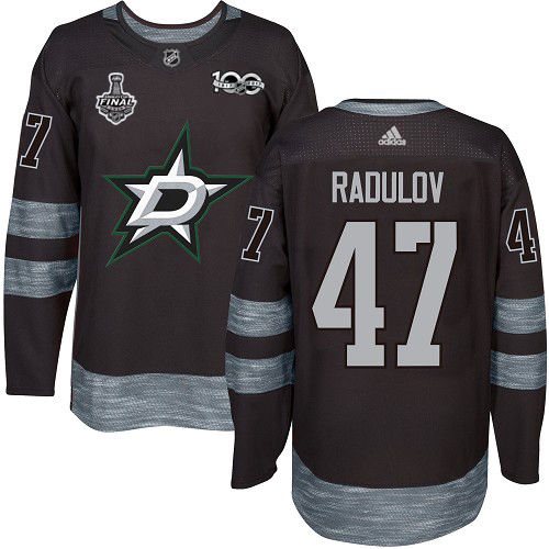 Men Adidas Dallas Stars 47 Alexander Radulov Black 1917-2017 100th Anniversary 2020 Stanley Cup Final Stitched NHL Jersey